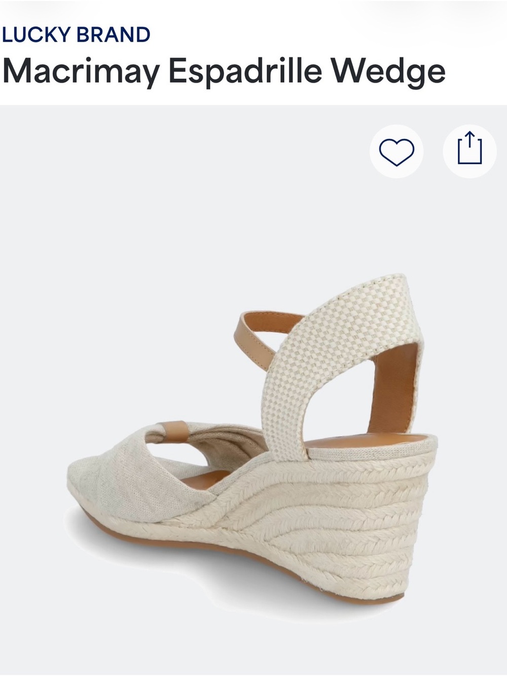 Lucky Brand Macrimay Espadrille Wedge in cream and tan - Picture 2 of 5